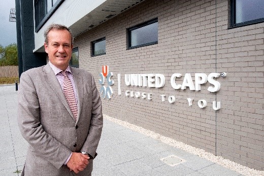 UNITED CAPS CEO Benoit Henckes in front of the Dinnington manufacturing plant in Dinnington